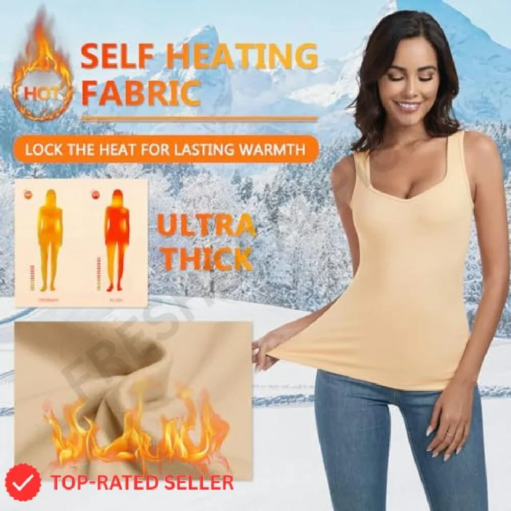 Thermal Fleece Tank Top Sleeveless Sweetheart Neck Winter Base Layer Vest